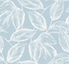 Beckett Sketched Leaves Baby Blue SC20022 by Seabrook Designs Designer Wallpaper
