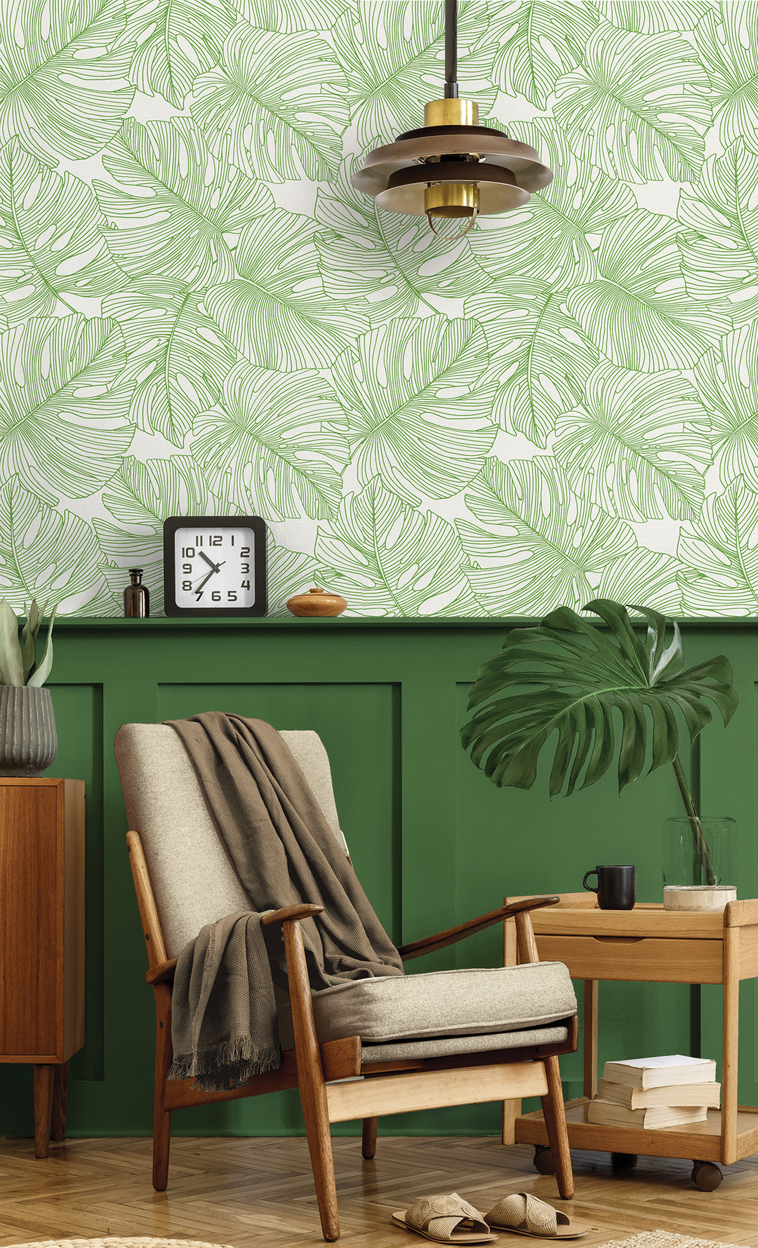Tarra Monstera Leaf Hill Green SC20204 by Seabrook Designs Designer Wallpaper