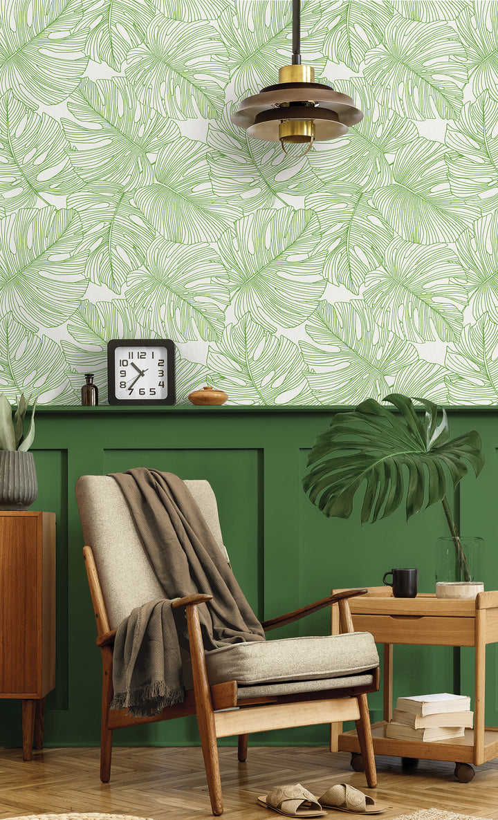 Tarra Monstera Leaf Hill Green SC20204 by Seabrook Designs Designer Wallpaper