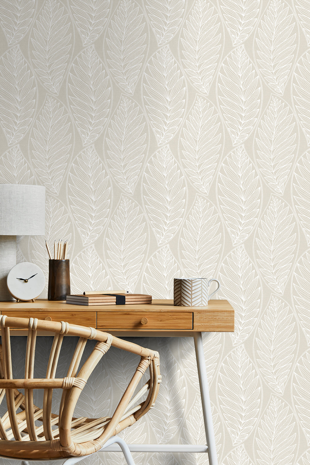 Kira Leaf Husk Pebble SC20305 by Seabrook Designs Designer Wallpaper