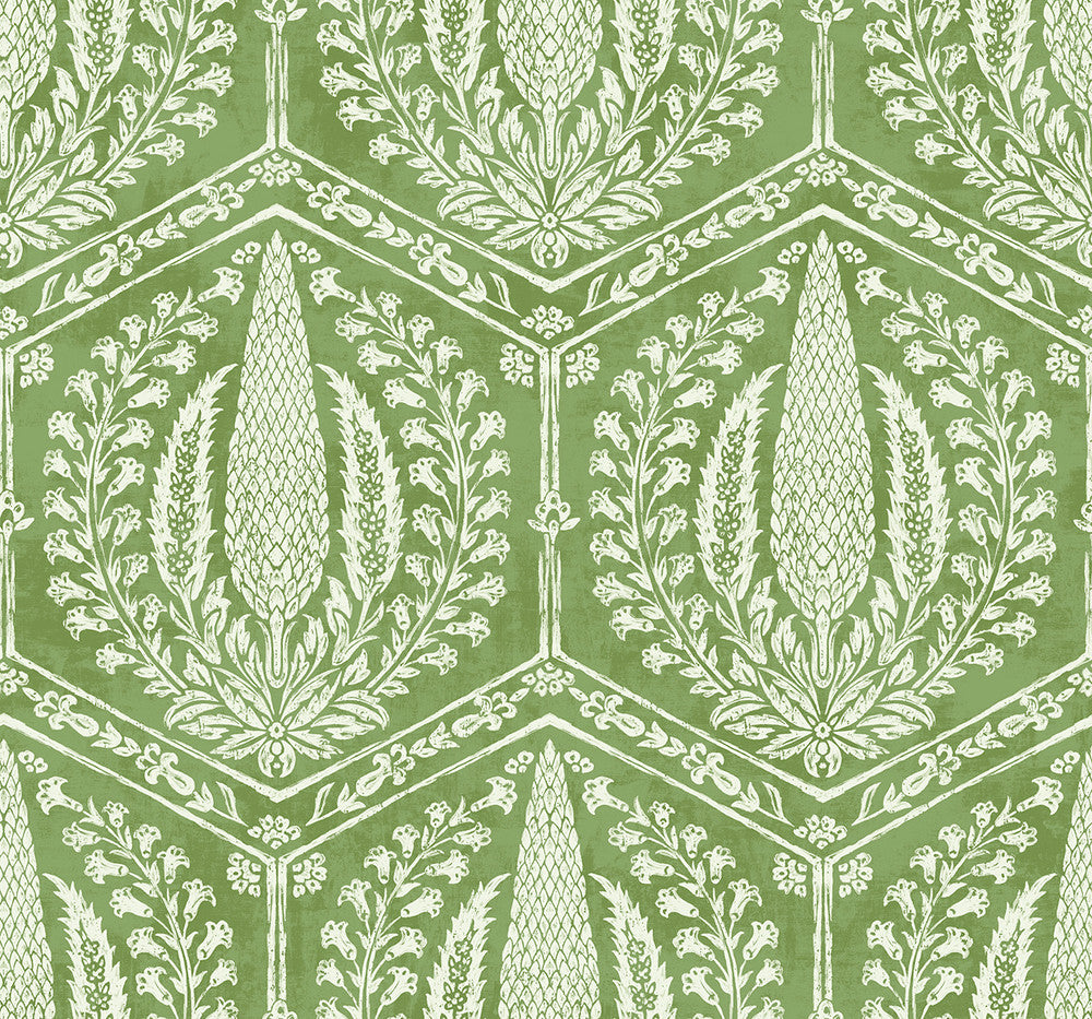 Cyrus Harvest Courtyard Green SC21404 by Seabrook Designs Designer Wallpaper
