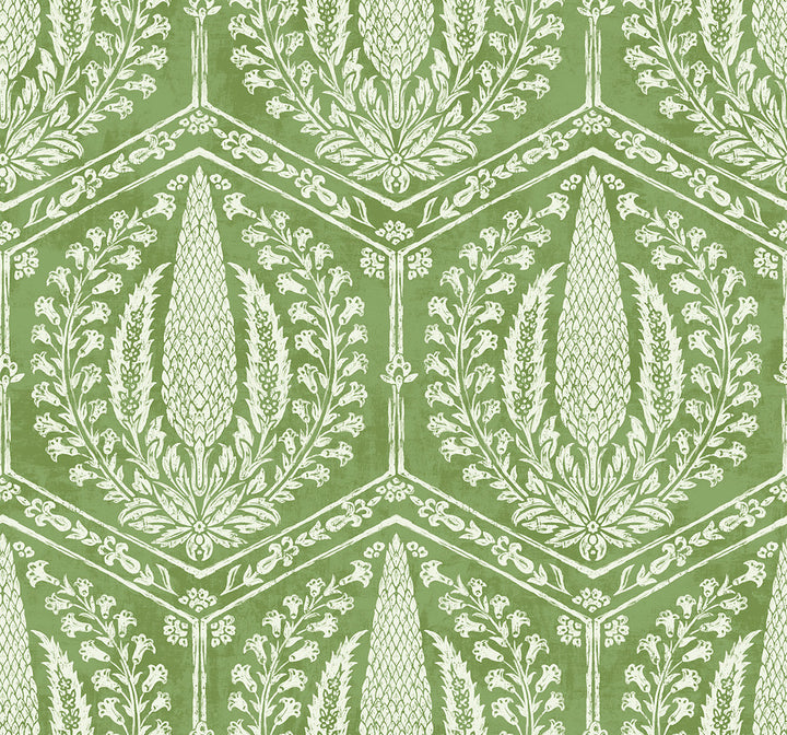 Cyrus Harvest Courtyard Green SC21404 by Seabrook Designs Designer Wallpaper