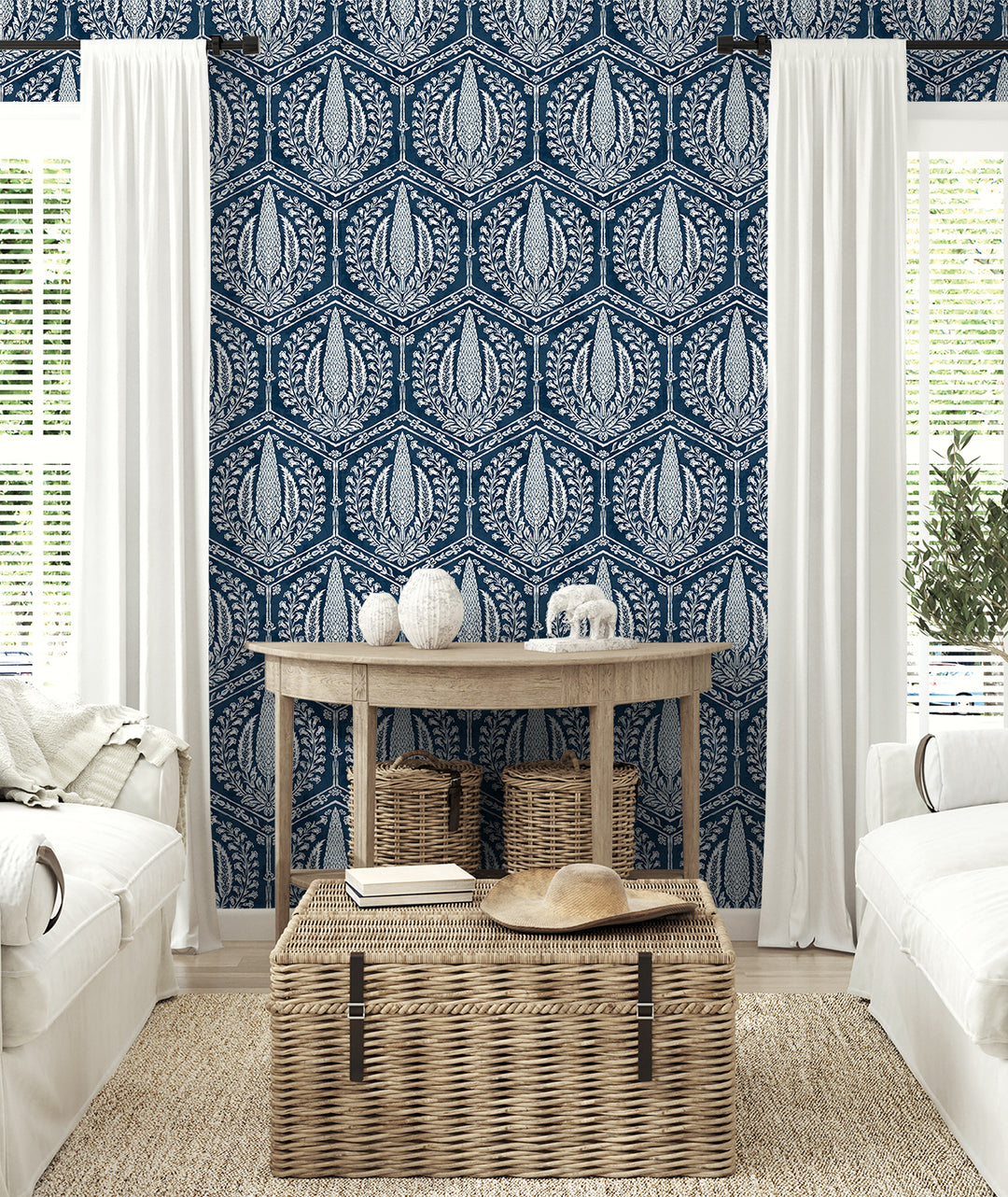 Cyrus Harvest Rich Navy SC21412 by Seabrook Designs Designer Wallpaper