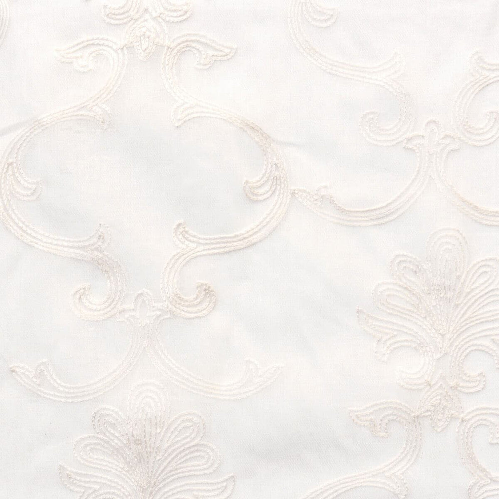 Scaffold 1 Vanilla by Stout Designer Fabric COLOR MY WINDOW EMBROIDERY/SNOW 100%POL %CEMB CHINA Horizontal: 11.5 and Vertical: 13.5 52 in - Swanky Fabrics -