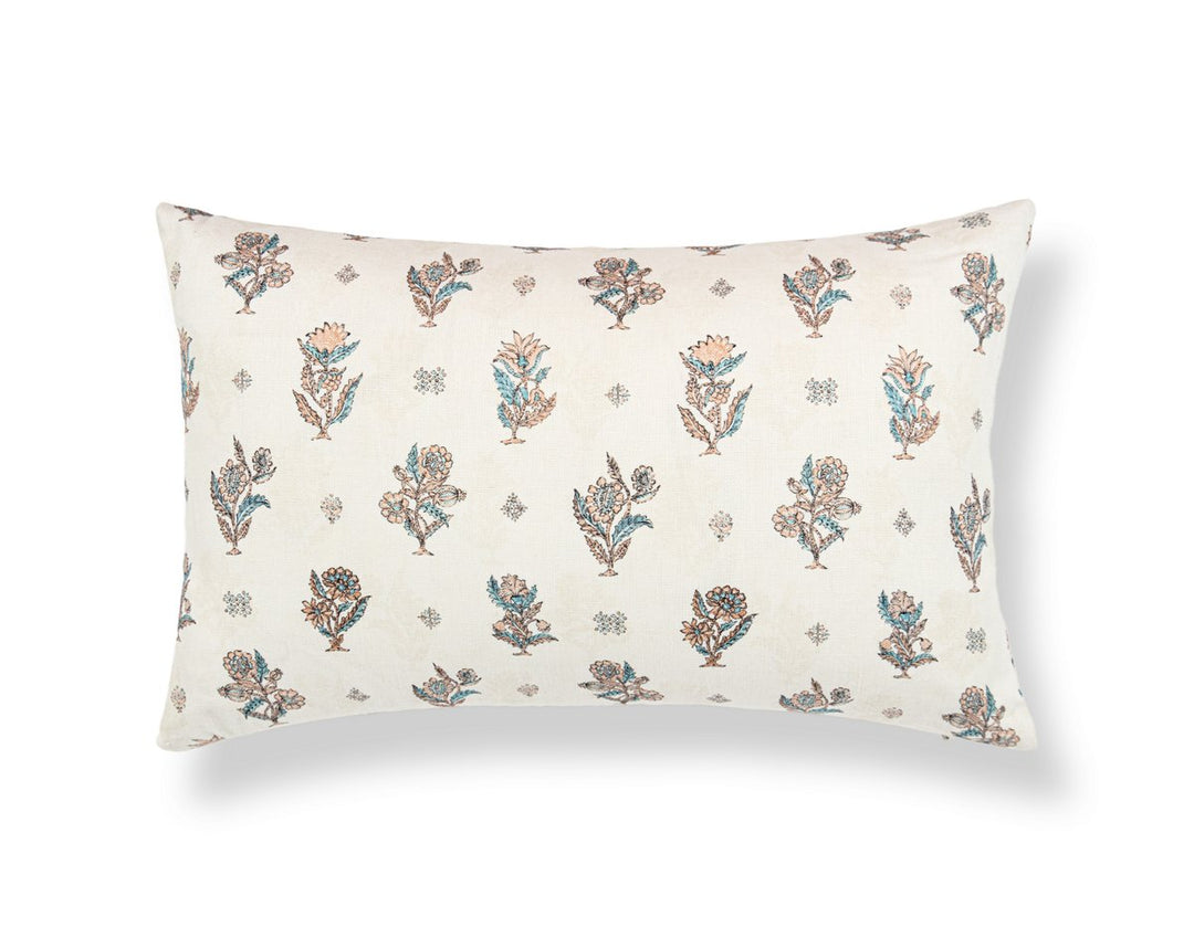 Calico Pillow 22 X 14 - Peach Aqua SCLBDK166690001 by Scalamandre Designer Pillow