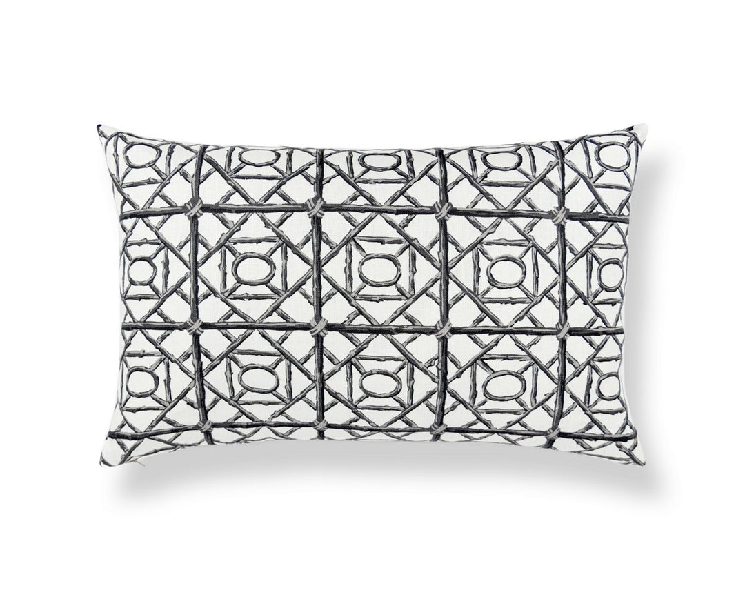 Ormond Fret Pillow 22 X 14 - Charcoal SCLBDK166710007 by Scalamandre Designer Pillow