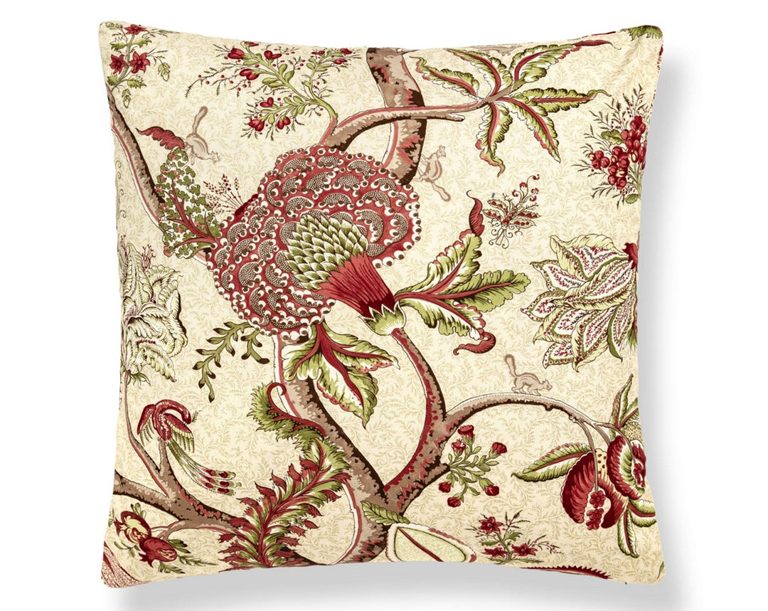 Pondicherry Cotton Pillow 22 X 22 - Turkey Red On Cream SCSDDK164300005 by Scalamandre Designer Pillow