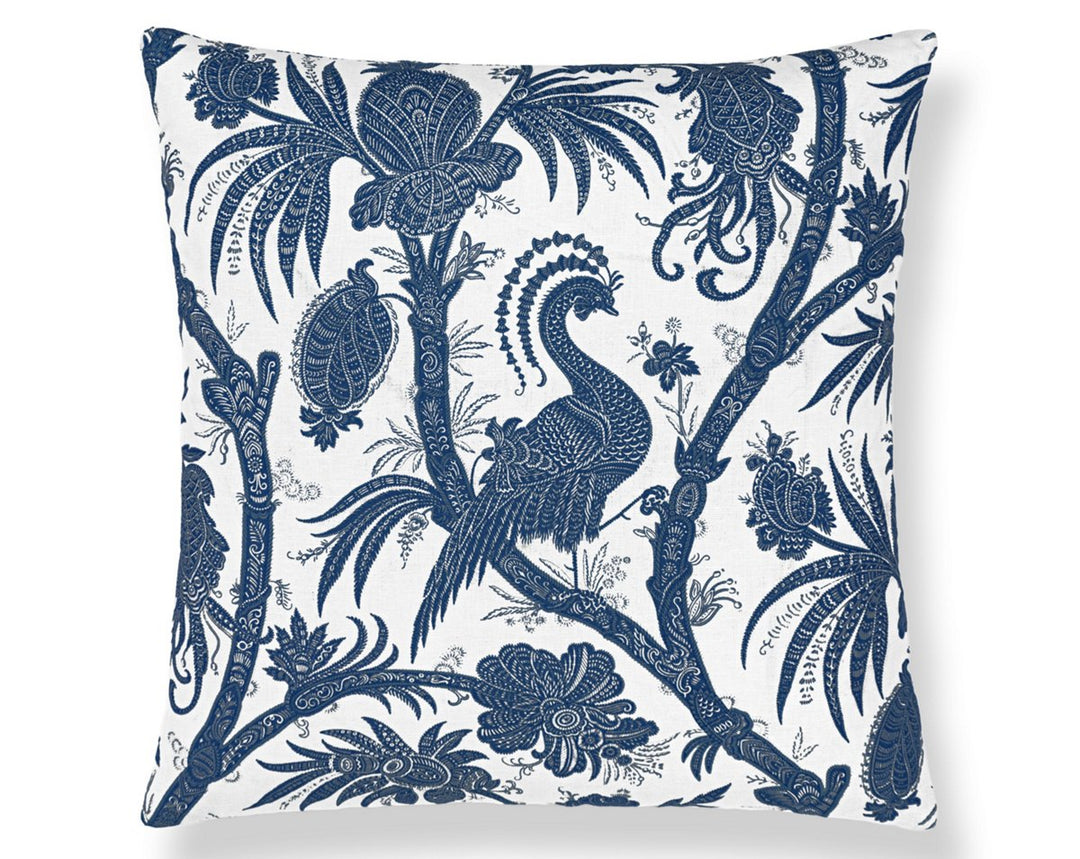 Balinese Peacock Pillow 22 X 22 - Indigo SCSDDK165750005 by Scalamandre Designer Pillow