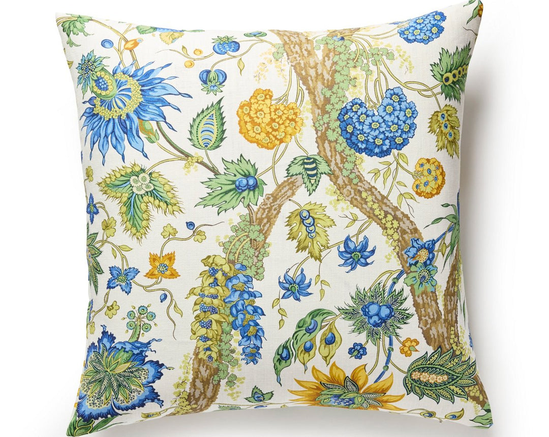 Fleurs Tropicales Pillow 22 X 22 - Blue And Gold SCSDDK166470002 by Scalamandre Designer Pillow