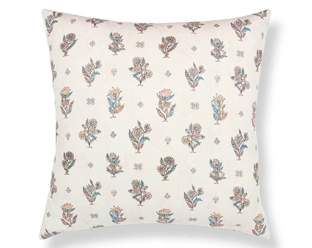Calico Pillow 22 X 22 - Peach Aqua SCSDDK166690001 by Scalamandre Designer Pillow