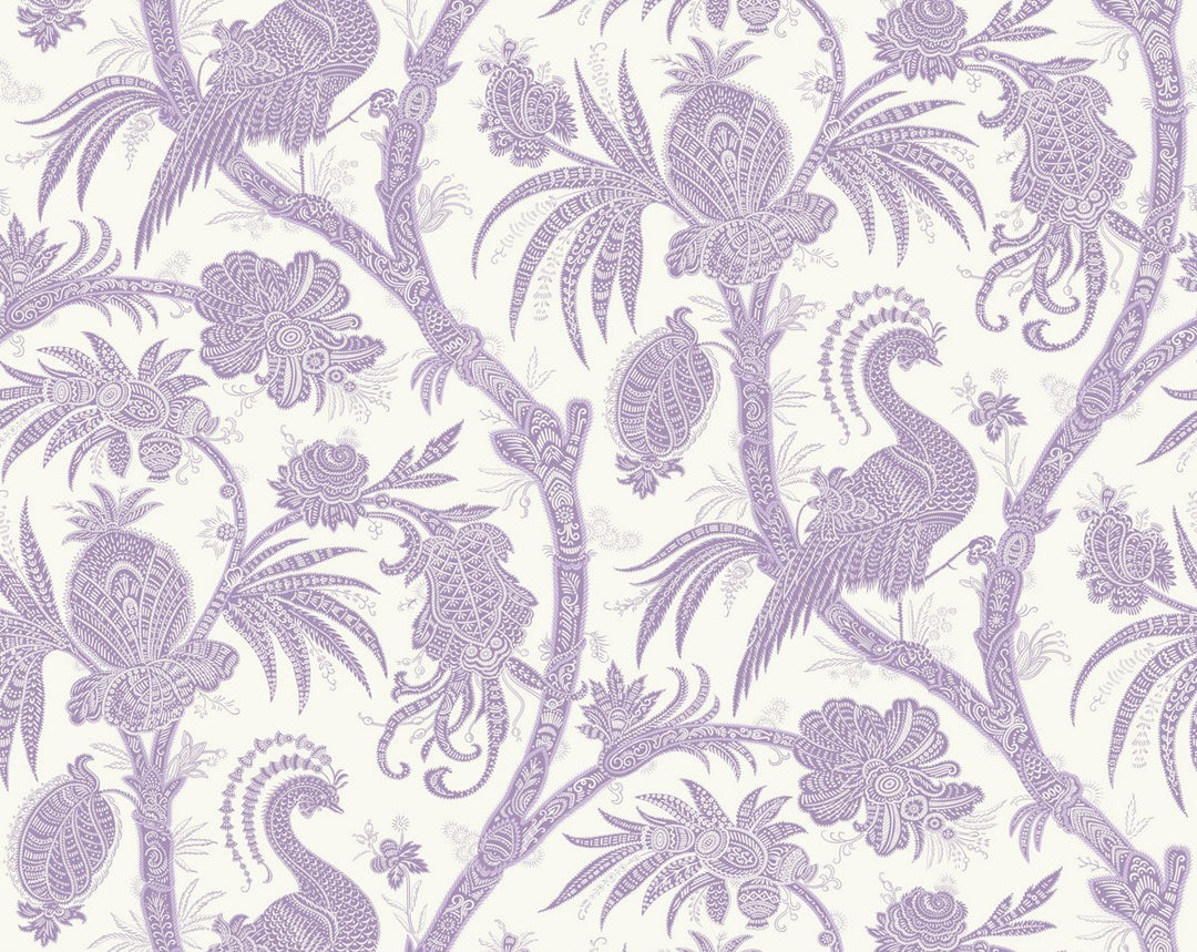 Balinese Peacock Lavender SCWP88355D0003 by Scalamandre Designer Wallpaper
