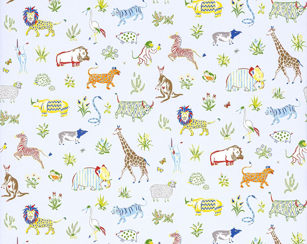 Zoo Powder Blue SCWP88609D0002 by Scalamandre Designer Wallpaper