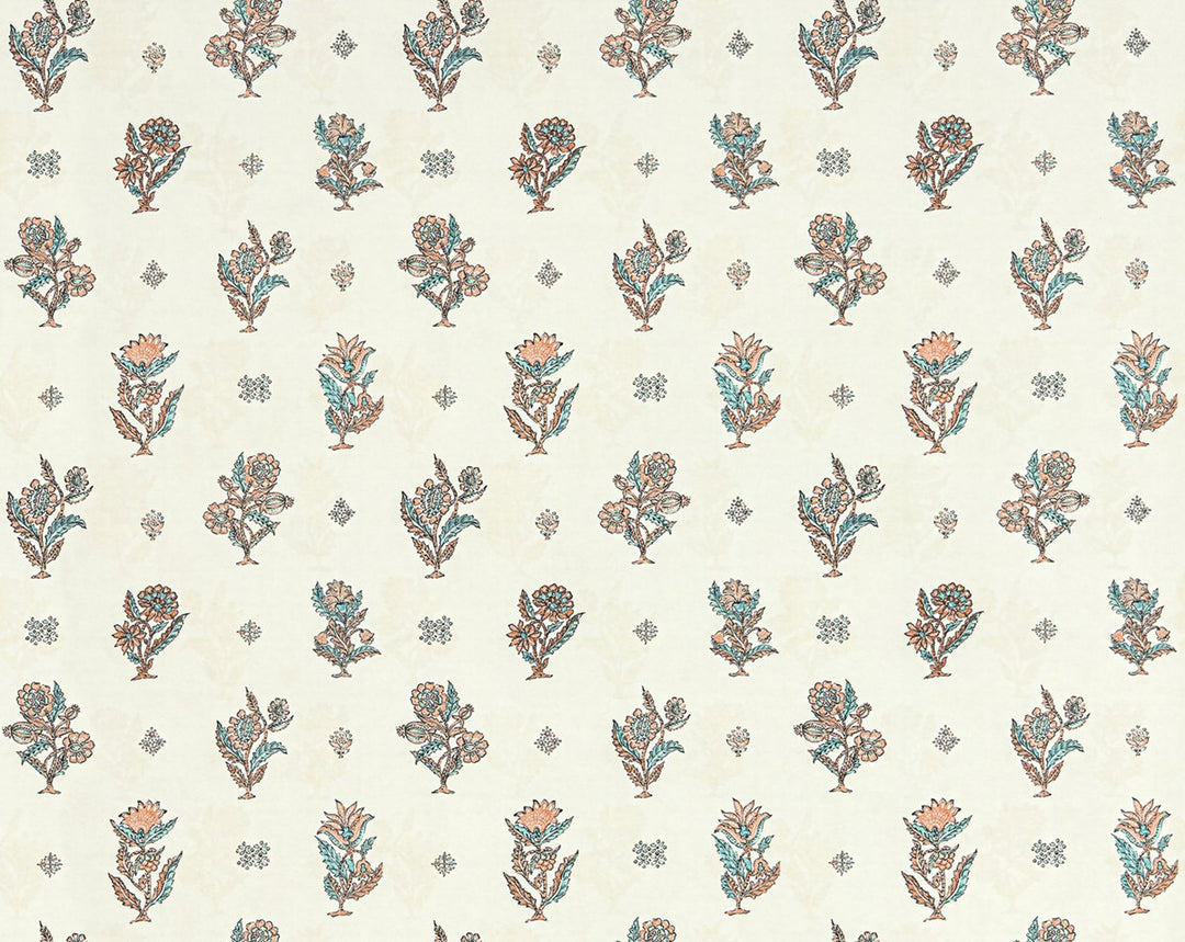 Calico Wallcovering Peach Aqua SCWP88612D0001 by Scalamandre Designer Wallpaper