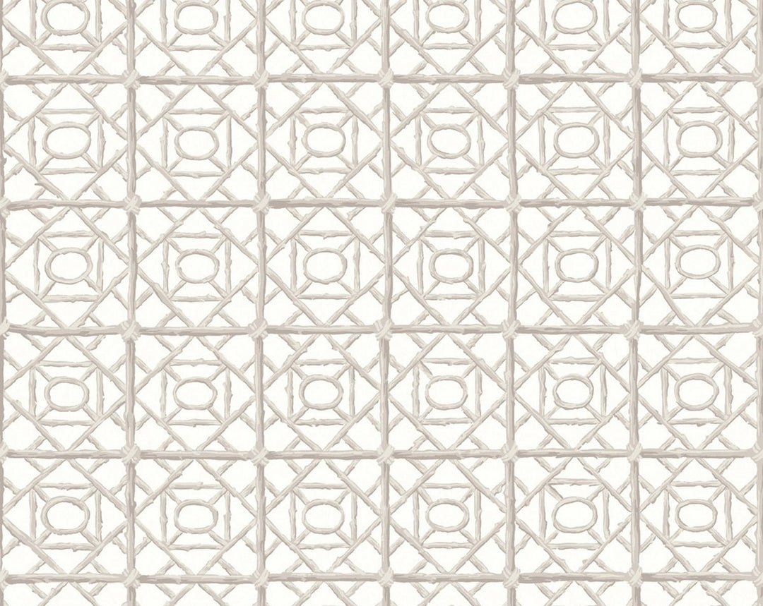 Ormond Fret Wallcovering Oyster SCWP88613D0001 by Scalamandre Designer Wallpaper