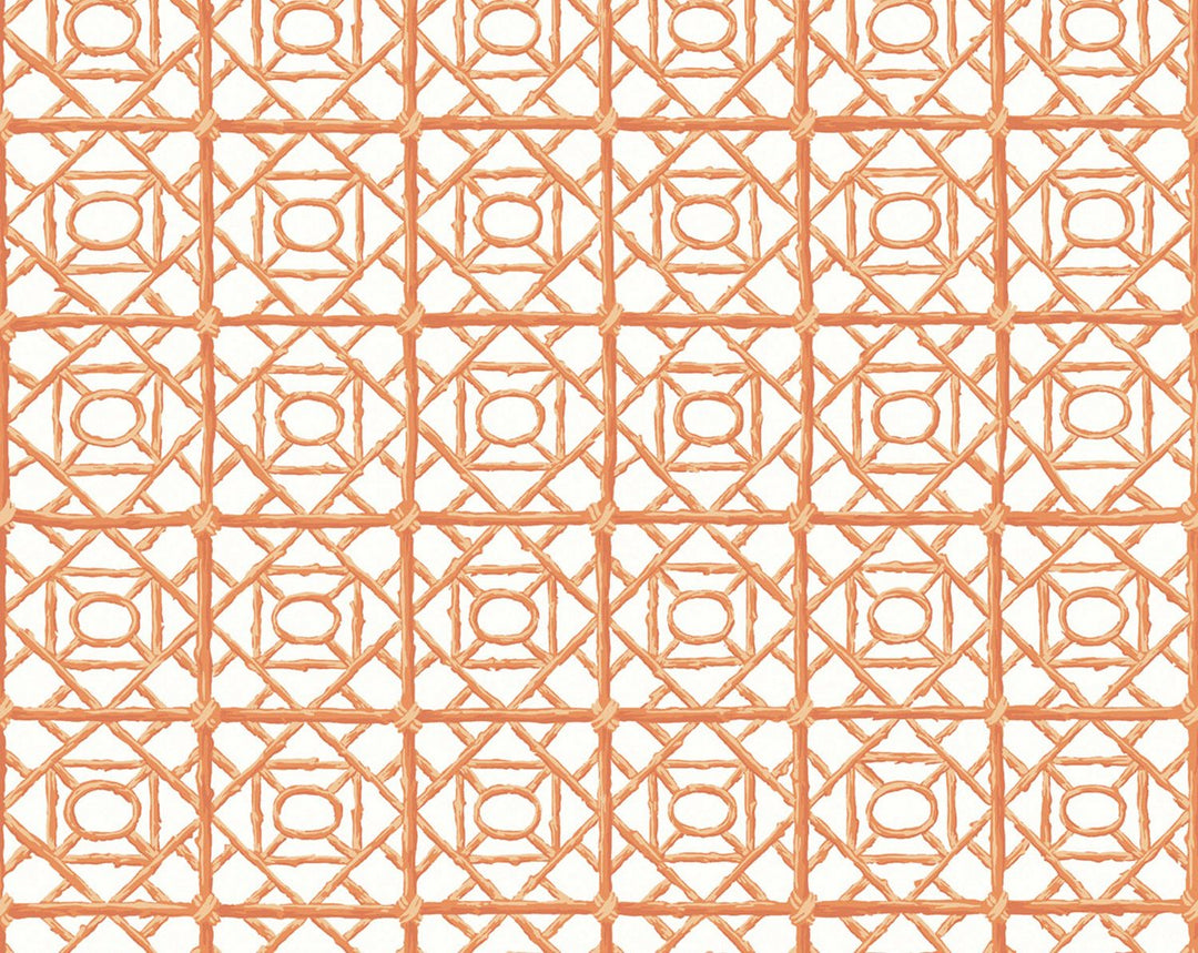 Ormond Fret Wallcovering Tangerine SCWP88613D0005 by Scalamandre Designer Wallpaper