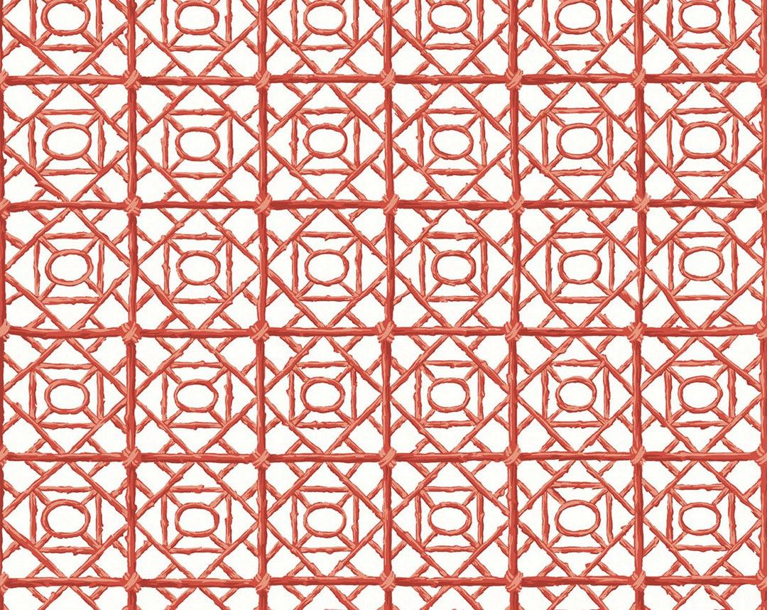 Ormond Fret Wallcovering Lacquer Red SCWP88613D0006 by Scalamandre Designer Wallpaper
