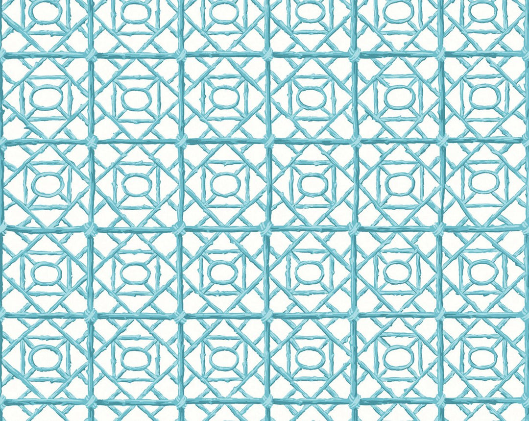 Ormond Fret Wallcovering Aquamarine SCWP88613D0008 by Scalamandre Designer Wallpaper