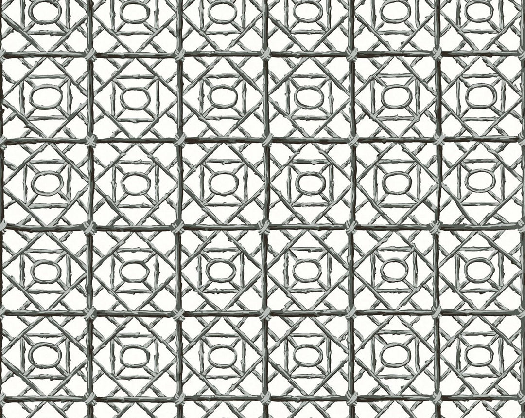 Ormond Fret Wallcovering Charcoal SCWP88613D0011 by Scalamandre Designer Wallpaper