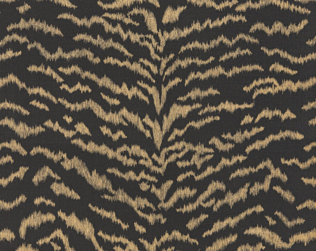 Tigress Printed Linen Wc Bronze On Black SCWP88616D0006 by Scalamandre Designer Wallpaper