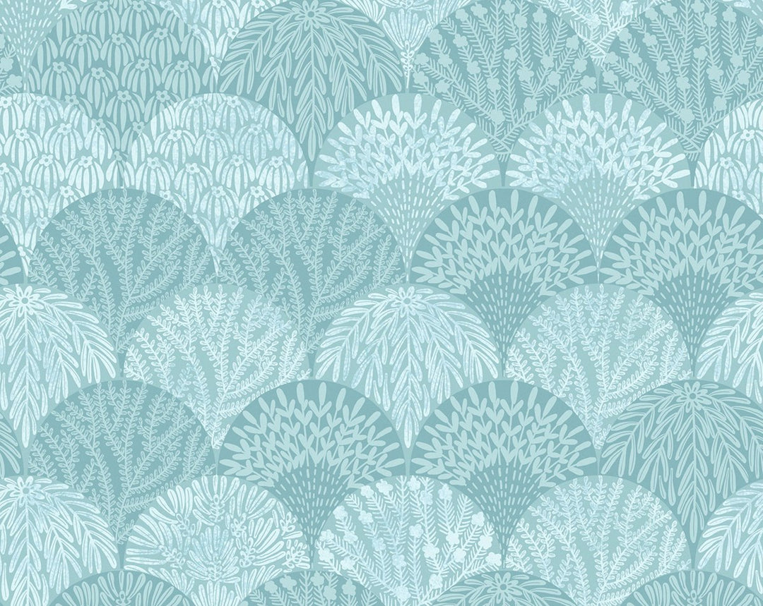 Herb Garden Wallcovering Aqua SCWP88618D0005 by Scalamandre Designer Wallpaper