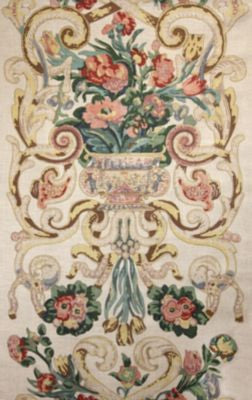 Baroque Floral Canvas Multicolor SC16136M0001 by Scalamandre Designer Fabric 100% LINEN UNITED KINGDOM HEAVY DUTY Horizontal: 44" and Vertical: 25" 50 - Swanky Fabrics -