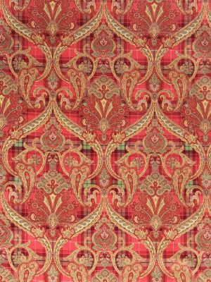 Highland Fling Printed Velvet Reds & Pink SC163160001 by Scalamandre Designer Fabric 100% COTTON ITALY HEAVY DUTY Horizontal: 25" and Vertical: 13.25" 54 - Swanky Fabrics -