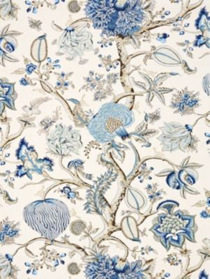 Pondicherry Linen Print Delft SC165560001 by Scalamandre Designer Fabric ORIANA 100% LINEN UNITED KINGDOM LIGHT DUTY Horizontal: 40.75" and Vertical: 27" 54 - Swanky Fabrics -