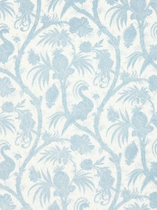Balinese Peacock Linen Print Sky SC165750001 by Scalamandre Designer Fabric