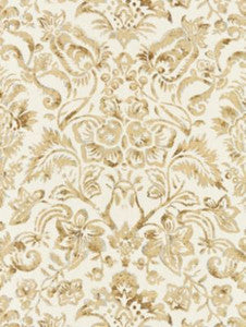 Mansfield Damask Print Ivory & Burnished Gold SC165980001 by Scalamandre Designer Fabric