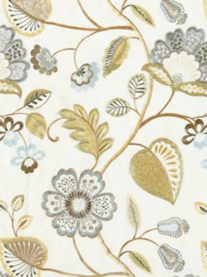 Willowood Embroidery Summer Sage SC270710001 by Scalamandre Designer Fabric JARDIN 70% LINEN 30% VISCOSE INDIA LIGHT DUTY Horizontal: 31.125" and Vertical: 25.125" 51 - Swanky Fabrics -