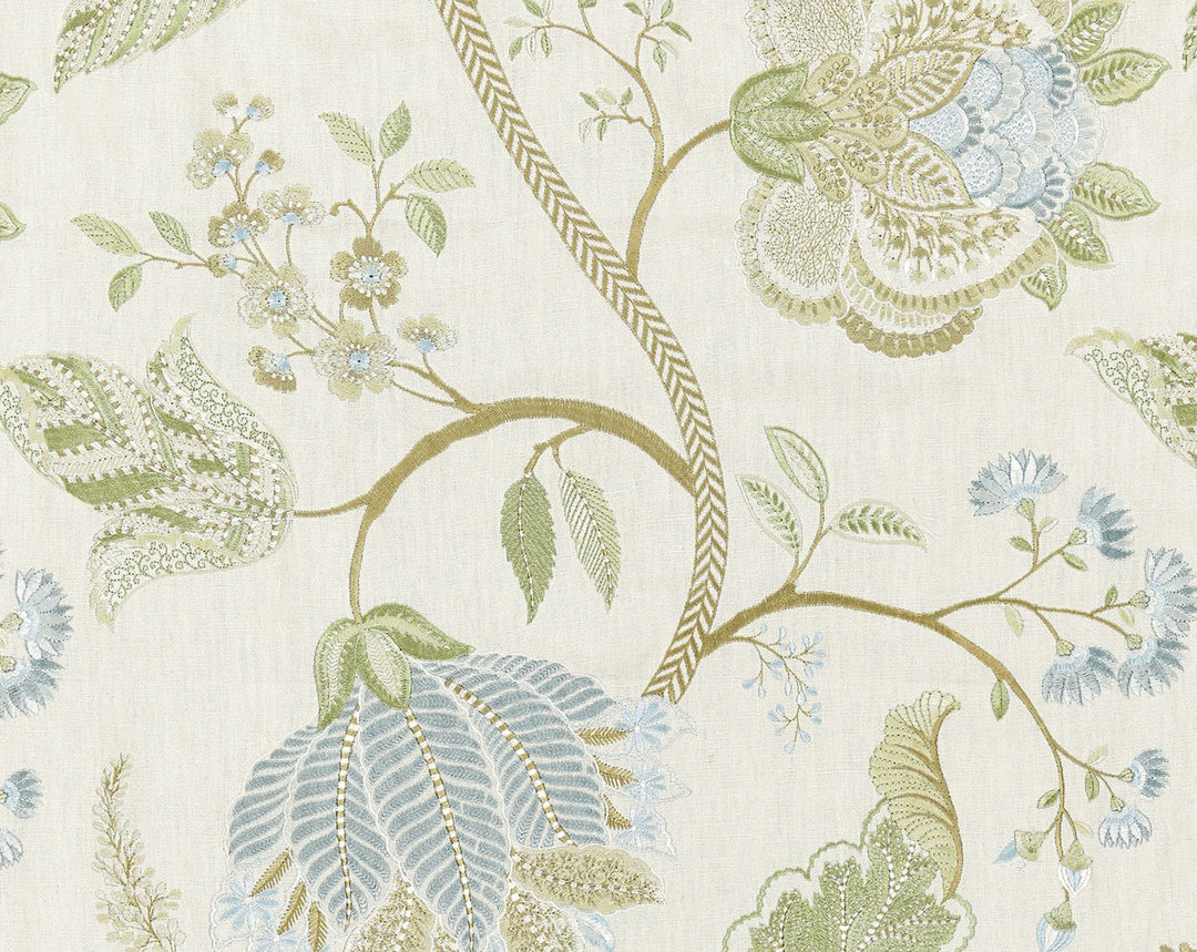 Palampore Embroidery Summer Sage SC271750001 by Scalamandre Designer Fabric