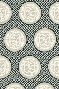 Dragon'S Fret Embroidery Black & Tan SC272150001 by Scalamandre Designer Fabric