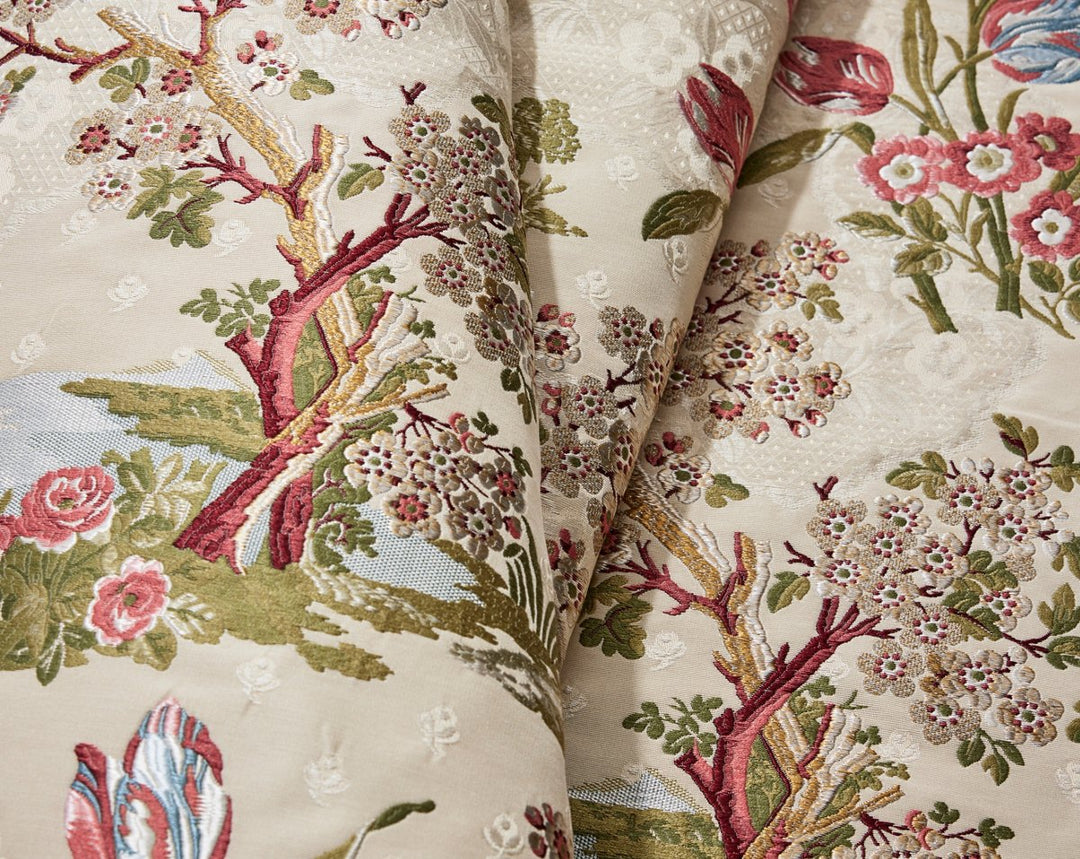 Avignon Brocade Spring On Ivory SC273220001 by Scalamandre Designer Fabric
