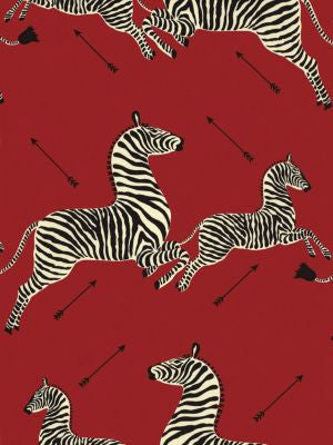 Zebras | Outdoor Masai Red SC363780001 by Scalamandre Designer Fabric ZEBRAS 100% SOLUTION DYED POLYESTER ITALY HEAVY DUTY Horizontal: 39.25" and Vertical: 27.5" 55.5 - Swanky Fabrics -