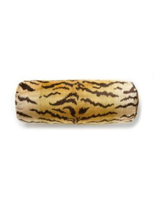 Tigre | Silk Pillow 21 X 7 - Ivory, Gold & Black SCBTIGRPILL0001 by Scalamandre Designer Pillows 60% SILK 27% COTTON 13% POLYESTER U.S.A. MEDIUM DUTY Horizontal: 33.5" and Vertical: 25" 0 - Swanky Fabrics -