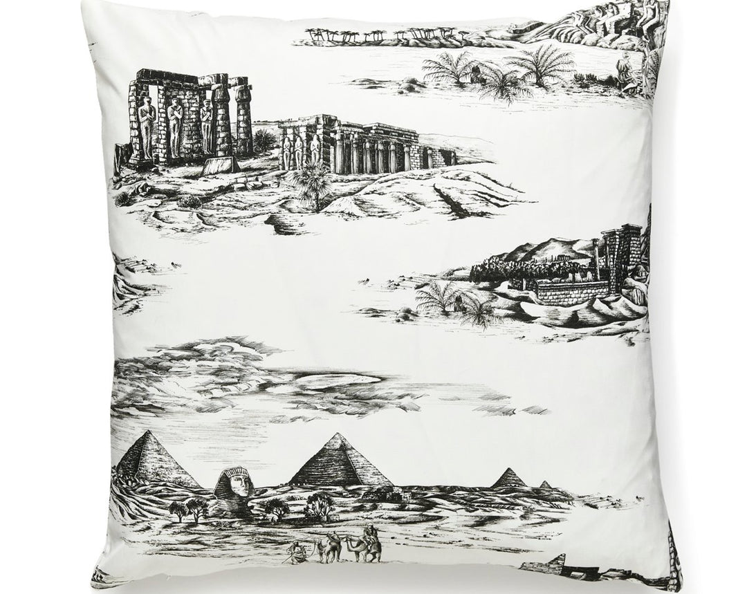 Cairo Toile Pillow 22 X 22 - Ink SCCAIRPILL0001 by Scalamandre Designer Pillow