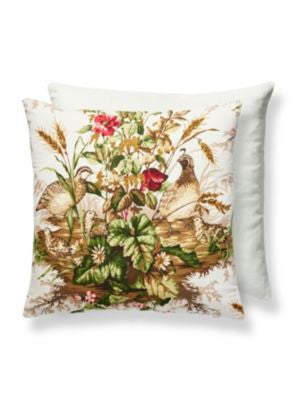Edwin'S Covey Pillow 22 X 22 - Multi On White SCEDWINPILL0001 by Scalamandre Designer Pillows 70% LINEN 30% COTTON U.S.A. Horizontal: and Vertical: 0 - Swanky Fabrics -