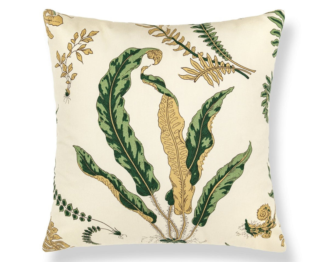 Elsie De Wolfe Outdoor Pillow 22 X 22 - Greens On Off-White SCELSIEOUT0001 by Scalamandre Designer Pillow