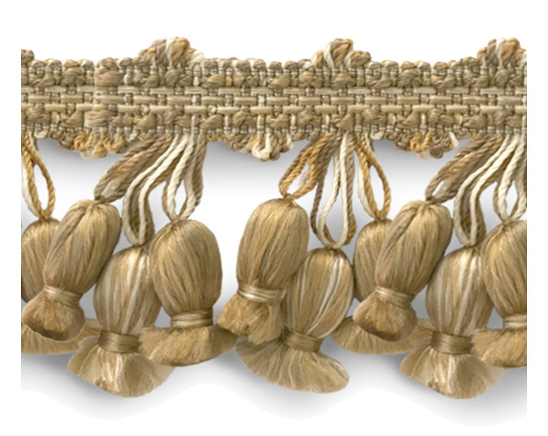 Newport Tassel Fringe - Silk White, Fawn, Taupe SCFT11030001 by Scalamandre Designer Trim