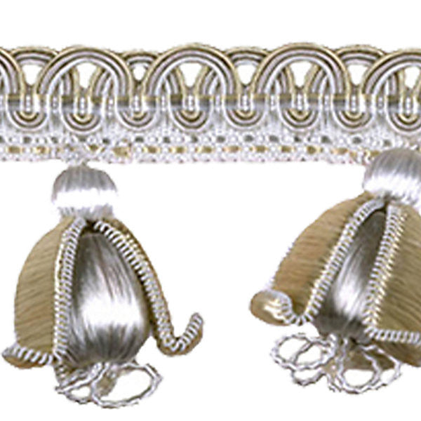 Tulip Braid Fringe/Cream, Taupe, Beige Sc 0001Fx1350 by Scalamandre
 Designer Trim                                                                        70% RAYON 30% WOOD CHINA LIGHT DUTY Horizontal:  and Vertical: 2.5" 3"  - Swanky Fabrics -