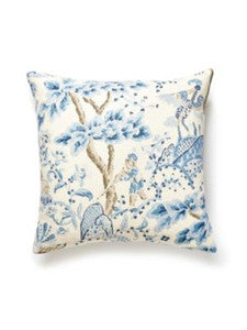 Kelmescott Hand Block Pillow 22 X 22 - Porcelain SCKELMPILL0001 by Scalamandre Designer Pillows