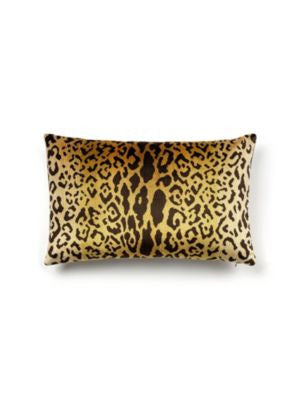 Leopardo Pillow 22 X 14 - Ivory, Gold & Black SCLLEOPPILL0001 by Scalamandre Designer Pillows 13% POLYESTER, 60% SILK / 27% COTTON / U.S.A. Horizontal: and Vertical: 0 - Swanky Fabrics -
