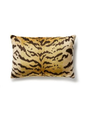 Tigre | Silk Pillow 22 X 14 - Ivory, Gold & Black SCLTIGRPILL0001 by Scalamandre Designer Pillows 60% SILK / 27% COTTON / 13% POLYESTER U.S.A. Horizontal: and Vertical: 0 - Swanky Fabrics -