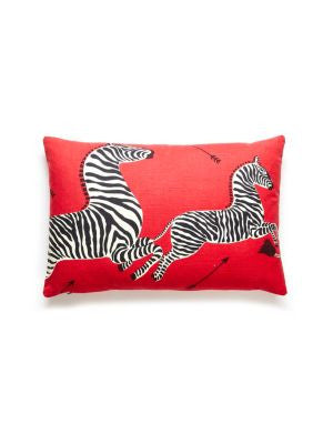 Zebras Pillow 14 X 22 - Masai Red SCLZEBRAPIL0001 by Scalamandre Designer Pillows ZEBRA COLLECTION 73% COTTON;27% LINEN U.S.A. LIGHT DUTY Horizontal: and Vertical: 0 - Swanky Fabrics -