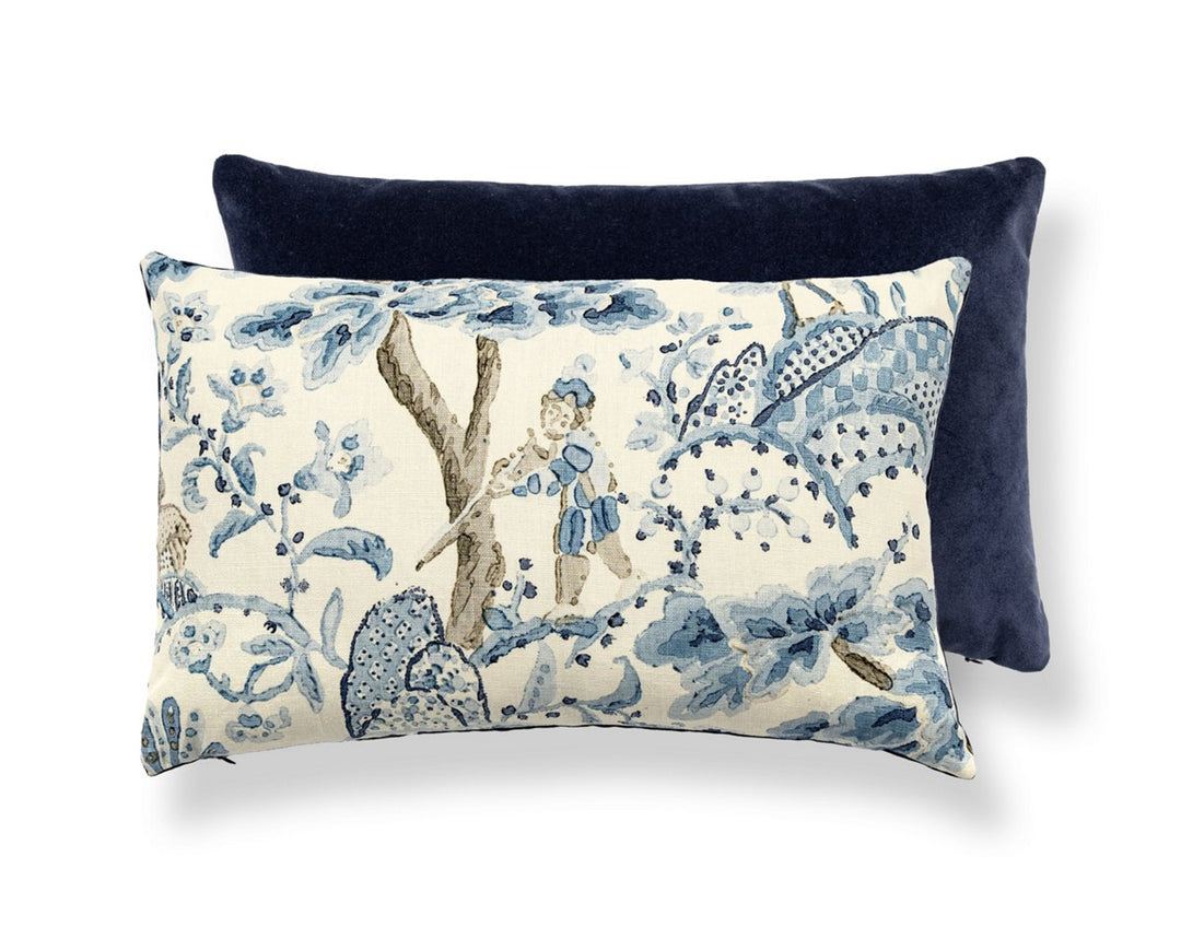 Kelmescott / Aurora Pillow 14 X 22 - Porcelain / Navy SCMBDK165900001 by Scalamandre Designer Pillow