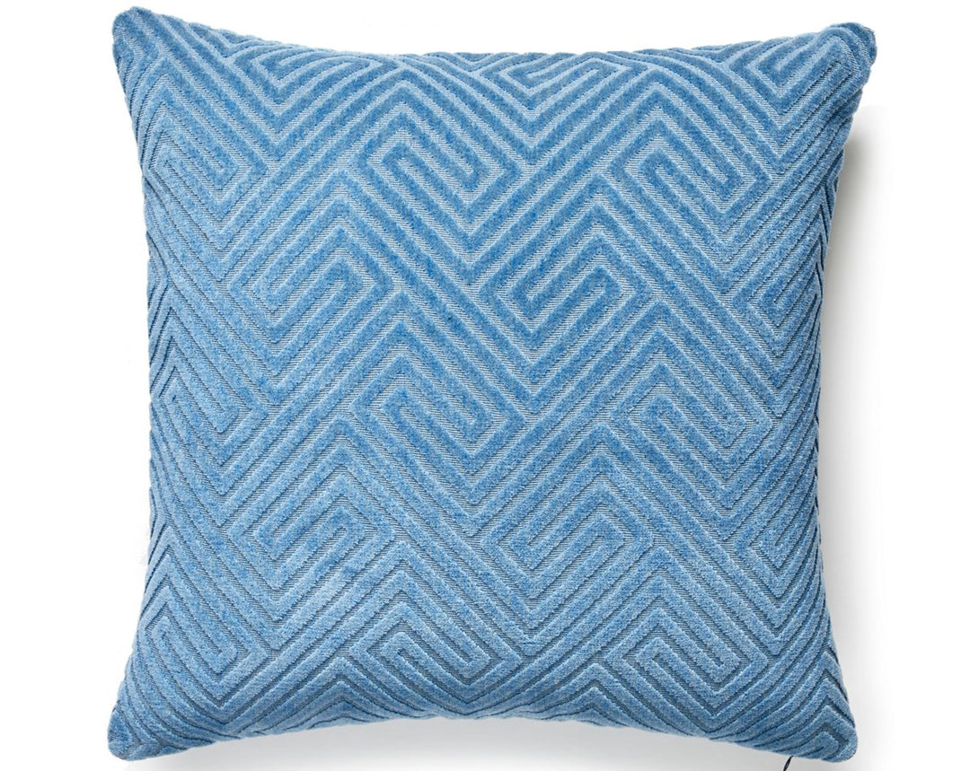 Meander Velvet Outdoor Pillow 22 X 22 - Denim SCMEANPILL0001 by Scalamandre Designer Pillow