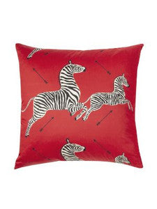 Dazzle Of Zebras Pillow 22 X 22 - Masai Red SCRZEBRAPIL0001 by Scalamandre Designer Pillows