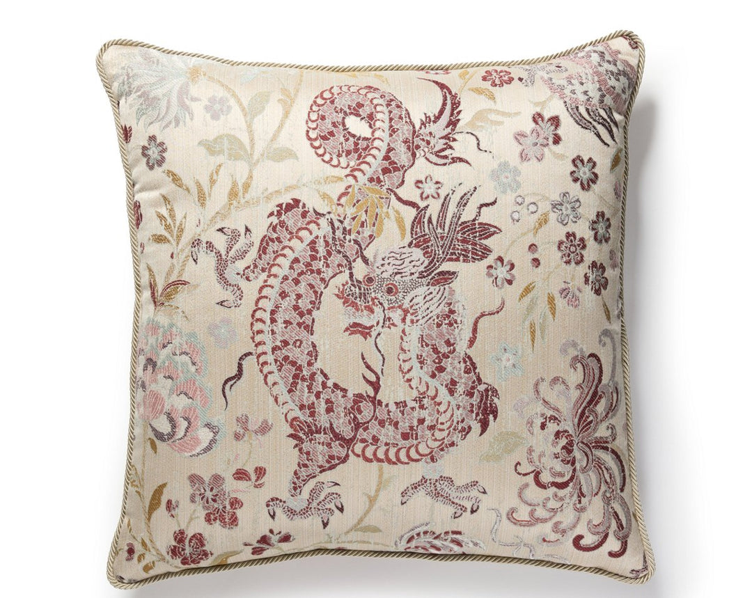 Dragon Tableau Pillow 22 X 22 - Winter Rose SCSDDC273270001 by Scalamandre Designer Pillow