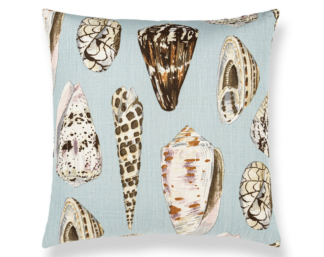 Coquina Linen Print Pillow 22 X 22 - Multi On Sea Blue SCSDDK163970001 by Scalamandre Designer Pillow