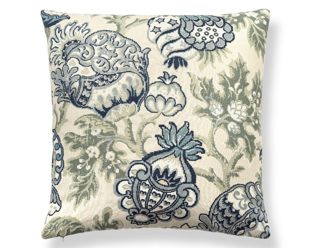 Canterbury Linen Pillow 22 X 22 - Oyster & Indigo SCSDDK165930001 by Scalamandre Designer Pillow